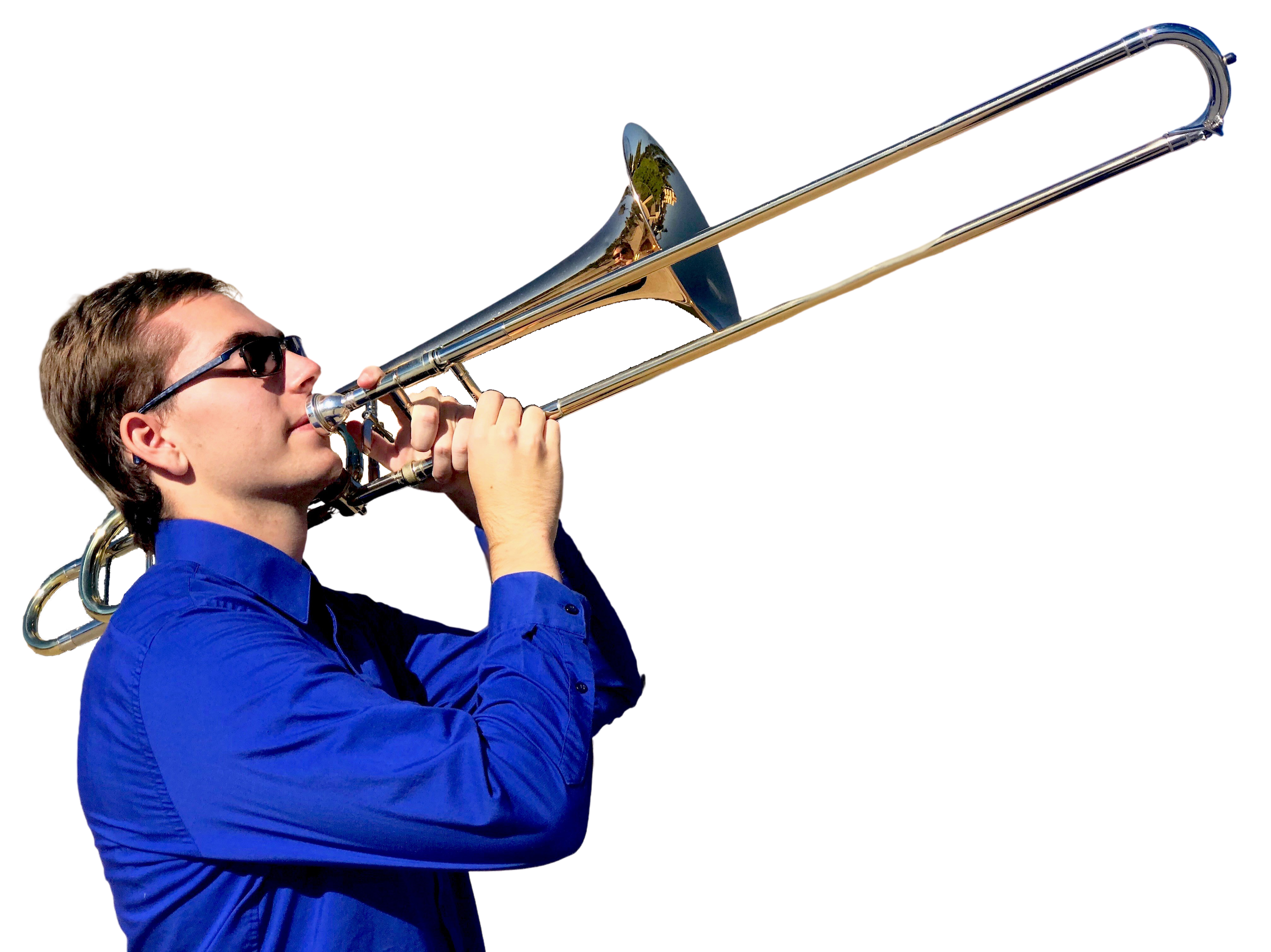 Nick playing the trombone