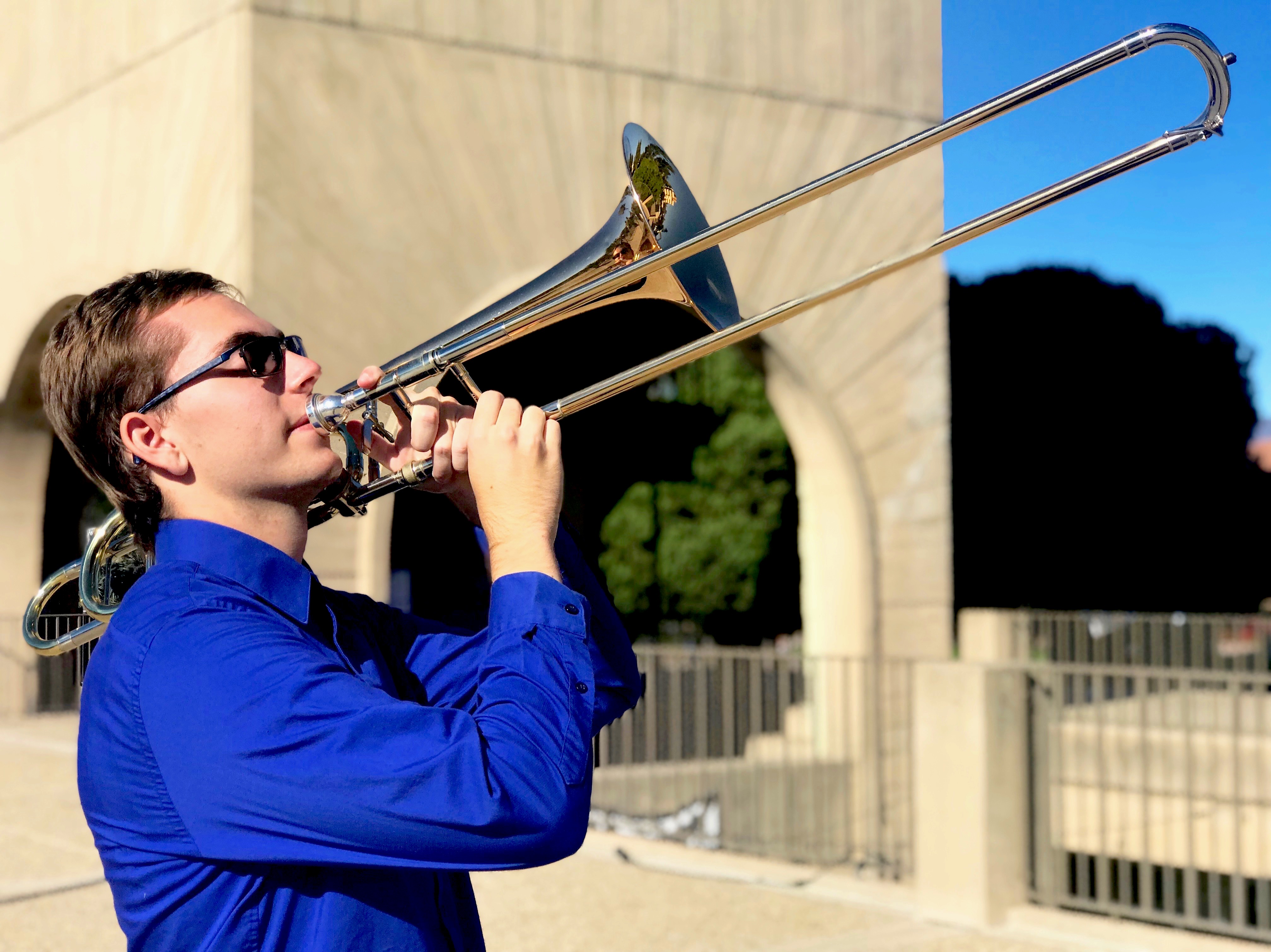 Nick Mazuk in front of Storke Tower at UCSB